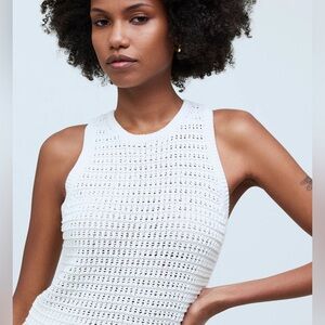 NWT Madewell Crochet-Knit Crewneck Sweater Tank in Bright Ivory size XS